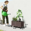 FIORIERA RIALZATA DA 85L CON RUOTE BLOCCABILI, AUTOIRRIGAZIONE E FORI DI DRENAGGIO, MARRONE