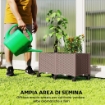 FIORIERA RIALZATA DA 85L CON RUOTE BLOCCABILI, AUTOIRRIGAZIONE E FORI DI DRENAGGIO, MARRONE