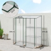 SERRA VERTICALE A 2 SEZIONI CON 3 RIPIANI, IN PLASTICA E ACCIAIO, 143X45X151 CM, VERDE SCURO E TRASPARENTE