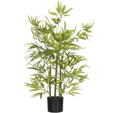 PIANTA DI BAMBU ARTIFICIALE ALTA 90 CM DA 504 FOGLIE IN PEVA E PP VERDE CON VASO IN CEMENTO Ï15X12.5 CM