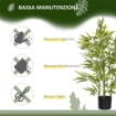 PIANTA DI BAMBU ARTIFICIALE ALTA 90 CM DA 504 FOGLIE IN PEVA E PP VERDE CON VASO IN CEMENTO Ï15X12.5 CM