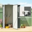 CAPANNO PORTA ATTREZZI IN METALLO CON TETTO INCLINATO E PORTA BLOCCABILE, 142X86X189 CM, GRIGIO CHIARO