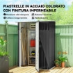 CAPANNO PORTA ATTREZZI IN METALLO CON TETTO INCLINATO E PORTA BLOCCABILE, 142X86X189 CM, GRIGIO SCURO