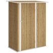 CAPANNO PORTA ATTREZZI IN METALLO CON TETTO INCLINATO E PORTA BLOCCABILE, 142X86X189 CM, COLOR LEGNO