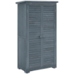 ARMADIO DA ESTERNO IN LEGNO CON 2 PORTE A PERSIANA E RIPIANI INTERNI, 87X46.5X160 CM, GRIGIO