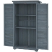 ARMADIO DA ESTERNO IN LEGNO CON 2 PORTE A PERSIANA E RIPIANI INTERNI, 87X46.5X160 CM, GRIGIO