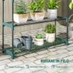 SET DI 2 SCAFFALI PER PIANTE A 4 LIVELLI IN ACCIAIO CON GANCI, 90X28X104 CM, VERDE