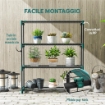 SET DI 2 SCAFFALI PER PIANTE A 4 LIVELLI IN ACCIAIO CON GANCI, 90X28X104 CM, VERDE