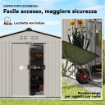 CASETTA DA GIARDINO IN METALLO CON PRESE D'ARIA E DOPPIA PORTA SCORREVOLE, 277X195X192 CM, ARGENTO