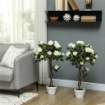 PIANTA FINTA DI ROSA DA 21 FIORI CON VASO RIEMPITO IN CEMENTO E MUSCHIO, Ï18X90 CM, BIANCO