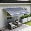 TENDA DA SOLE PER ESTERNO A BRACCI AVVOLGIBILE CON APERTURA A MANOVELLA, 360X250 CM, GRIGIO