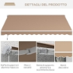 TENDA DA SOLE PER ESTERNO AVVOLGIBILE A BRACCI CON APERTURA A MANOVELLA, 350X250 CM, MARRONE