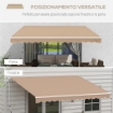 TENDA DA SOLE PER ESTERNO AVVOLGIBILE A BRACCI CON APERTURA A MANOVELLA, 350X250 CM, MARRONE