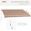 TENDA DA SOLE PER ESTERNO AVVOLGIBILE A BRACCI CON APERTURA A MANOVELLA, 350X250 CM, MARRONE
