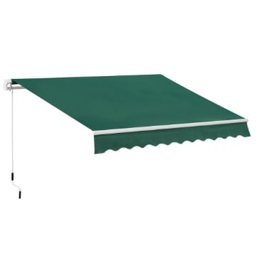 TENDA DA SOLE A MANOVELLA 3X2 M AD ANGOLAZIONE REGOLABILE, IN ALLUMINIO, ACCIAIO E POLIESTERE VERDE