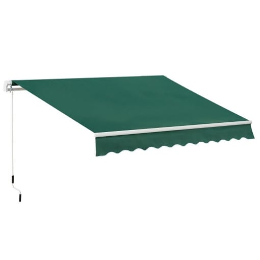 TENDA DA SOLE A MANOVELLA 3X2 M AD ANGOLAZIONE REGOLABILE, IN ALLUMINIO, ACCIAIO E POLIESTERE VERDE