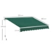 TENDA DA SOLE A MANOVELLA 3X2 M AD ANGOLAZIONE REGOLABILE, IN ALLUMINIO, ACCIAIO E POLIESTERE VERDE