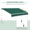 TENDA DA SOLE A MANOVELLA 3X2 M AD ANGOLAZIONE REGOLABILE, IN ALLUMINIO, ACCIAIO E POLIESTERE VERDE