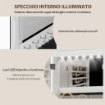 SPECCHIERA PORTAGIOIE DA PARETE E PORTA CON SPECCHIO INTERNO ILLUMINATO E SERRATURA, 37X10X120 CM