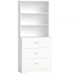 LIBRERIA A MURO CON 3 RIPIANI APERTI E 3 CASSETTI, IN LEGNO, 79X39.5X182.2 CM, BIANCO