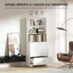 LIBRERIA A MURO CON 3 RIPIANI APERTI E 3 CASSETTI, IN LEGNO, 79X39.5X182.2 CM, BIANCO