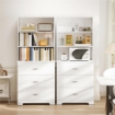 LIBRERIA A MURO CON 3 RIPIANI APERTI E 3 CASSETTI, IN LEGNO, 79X39.5X182.2 CM, BIANCO