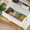 LIBRERIA A MURO CON 3 RIPIANI APERTI E 3 CASSETTI, IN LEGNO, 79X39.5X182.2 CM, BIANCO