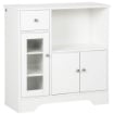 CREDENZA BUFFET CON VANO APERTO, CASSETTO, 3 RIPIANI E ARMADIETTO A 2 ANTE, IN LEGNO, 80X30X82 CM, BIANCO