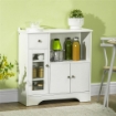 CREDENZA BUFFET CON VANO APERTO, CASSETTO, 3 RIPIANI E ARMADIETTO A 2 ANTE, IN LEGNO, 80X30X82 CM, BIANCO
