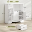 CREDENZA BUFFET CON VANO APERTO, CASSETTO, 3 RIPIANI E ARMADIETTO A 2 ANTE, IN LEGNO, 80X30X82 CM, BIANCO