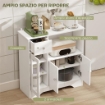 CREDENZA BUFFET CON VANO APERTO, CASSETTO, 3 RIPIANI E ARMADIETTO A 2 ANTE, IN LEGNO, 80X30X82 CM, BIANCO