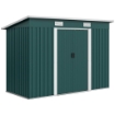CASETTA DA GIARDINO IN ACCIAIO 272 X 134 CM CON PORTE SCORREVOLI DOPPIE E 2 PRESE D'ARIA, VERDE