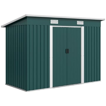 CASETTA DA GIARDINO IN ACCIAIO 272 X 134 CM CON PORTE SCORREVOLI DOPPIE E 2 PRESE D'ARIA, VERDE