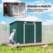 CASETTA DA GIARDINO IN ACCIAIO 272 X 134 CM CON PORTE SCORREVOLI DOPPIE E 2 PRESE D'ARIA, VERDE