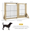 CANCELLETTO PER CANI ESTENSIBILE CON PORTA E 2 PANNELLI, PIEDINI TRIANGOLARI, 112-159X70 CM, LEGNO NATURALE