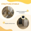 CANCELLETTO PER CANI ESTENSIBILE CON PORTA E 2 PANNELLI, PIEDINI TRIANGOLARI, 112-159X70 CM, LEGNO NATURALE