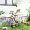 PORTAPIANTE A 8 LIVELLI CON DESIGN A S PER INTERNI ED ESTERNI, IN METALLO, 74X26X158.5 CM, NERO