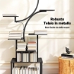 PORTAPIANTE A 8 LIVELLI CON DESIGN A S PER INTERNI ED ESTERNI, IN METALLO, 74X26X158.5 CM, NERO