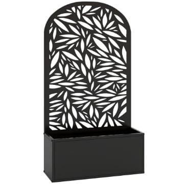 FIORIERA CON TRALICCIO AD ARCO PER RAMPICANTI E FORI DI DRENAGGIO, IN METALLO, 61X23X113 CM, NERO