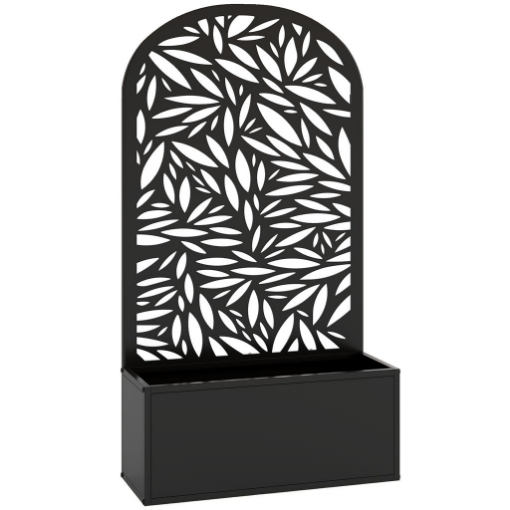 FIORIERA CON TRALICCIO AD ARCO PER RAMPICANTI E FORI DI DRENAGGIO, IN METALLO, 61X23X113 CM, NERO