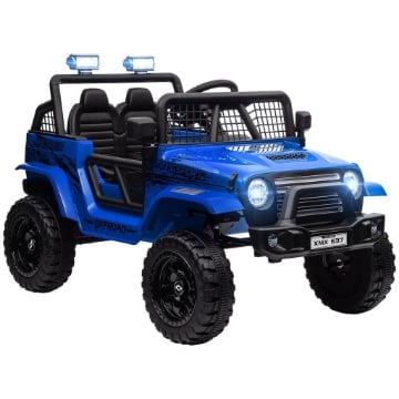 MACCHINA PER BAMBINI ELETTRICA FUORISTRADA 12V CON DOPPIO MOTORE, ETÓ 3-6 ANNI, TELECOMANDO E LUCI, BLU