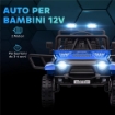 MACCHINA PER BAMBINI ELETTRICA FUORISTRADA 12V CON DOPPIO MOTORE, ETÓ 3-6 ANNI, TELECOMANDO E LUCI, BLU