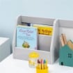 SET TAVOLO E SEDIE PER BAMBINI 5+ ANNI IN LEGNO CON BANCO SCUOLA E SEDIA BIANCO E GRIGIO