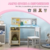 SET TAVOLO E SEDIE PER BAMBINI 5+ ANNI IN LEGNO CON BANCO SCUOLA E SEDIA BIANCO E GRIGIO