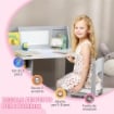 SET TAVOLO E SEDIE PER BAMBINI 5+ ANNI IN LEGNO CON BANCO SCUOLA E SEDIA BIANCO E GRIGIO