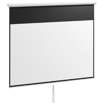 TELO PER PROIETTORE 120" RAPPORTO 16:9, FISSAGGIO A MURO E SOFFITTO PER CASA E UFFICIO, BIANCO