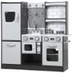 CUCINA GIOCATTOLO PER BAMBINI 3-8 ANNI IN LEGNO CON ACCESSORI, FRIGO, LAVANDINO E MANOPOLE CON SUONI, MARRONE