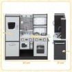 CUCINA GIOCATTOLO PER BAMBINI 3-8 ANNI IN LEGNO CON ACCESSORI, FRIGO, LAVANDINO E MANOPOLE CON SUONI, MARRONE