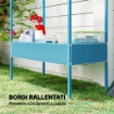 PORTAVASI A 2 LIVELLI IN METALLO A FORMA DI CASETTA CON GANCIO, 75X35X150 CM, BLU VERDE