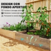 ORTO IN CASSETTA CON DIVISORIO CENTRALE E FONDO APERTO, IN LEGNO DI ABETE, 235X121X26 CM, COLOR LEGNO